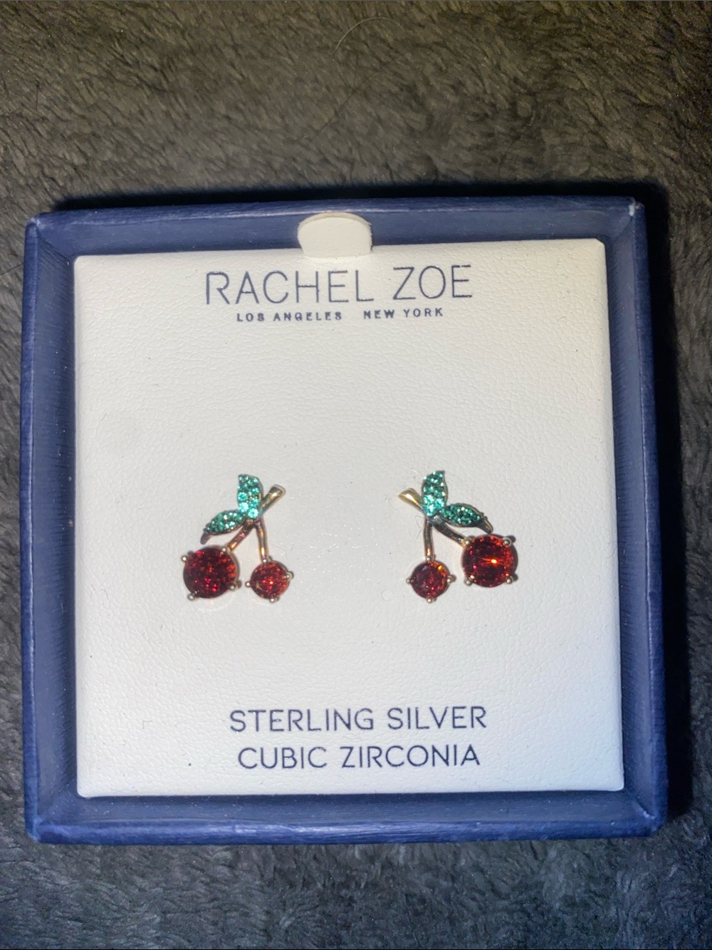 Rachel Zoe Gold-Tone Red Cherry & Green Leaf Sterling Silver Stud Earrings